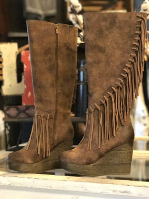 Griffin Fringe Tall Boot in Tan
