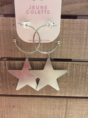 Solid star hoop earrings